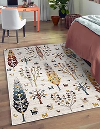 Tapis Lavable ECARPET Boho Chic pour Chambre, Salon, Chambre d'Enfant