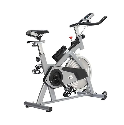 Soozier Adjustable Upright Exercise Bike Indoor Cycling Trainer Home Gym Fitness Equipment With LCD Monitor, Sliver