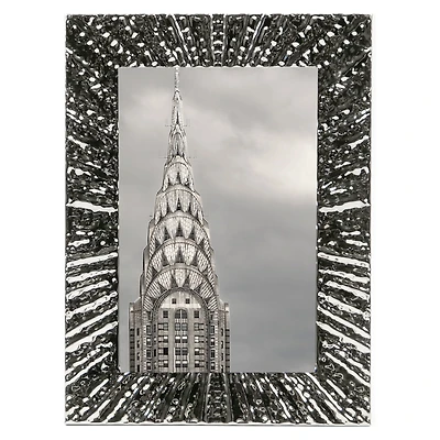 Sunburst Metal Frame 4 x 6in; Decorative Tabletop and Wall Picture Frame, Silver, NO BRAND IMPORT EX 4X6 FRAME