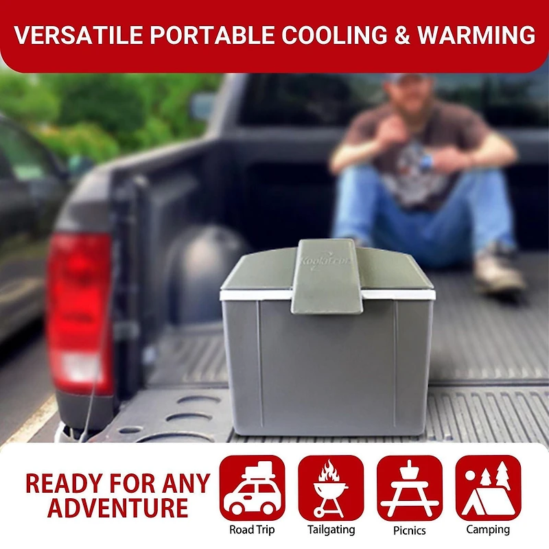 Koolatron Glacière/réchauffeur électrique 12 V, boîte à lunch thermoélectrique 9 L (9,8 qt), mini-réfrigérateur portable, gris