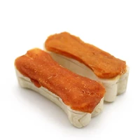 Gâteries Meatyway Mini os en cuir brut enrobés d' ignames et de poulet pour chiens