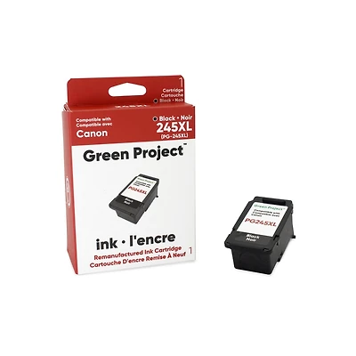 Cartouche d'encre noire remise a à neuf Canon PG-245 XL Green Project, (GP-C-245XL)