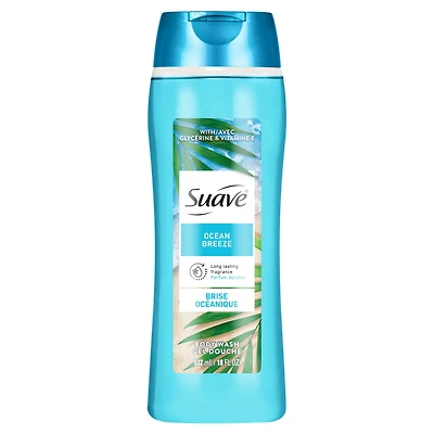 Nettoyant pour le corps doux brise océanique de Suave Essentials avec un mélange d’essence d’huile fraîche et infusée de vitamine E et d’extrait d’algue, 532ml