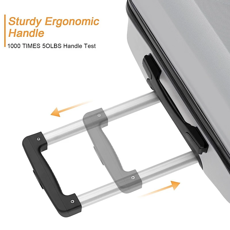 HIKOLAYAE Bagages verticaux avec roulettes à 8 roues en bleu azur, 3 pièces - Conforme à la TSA