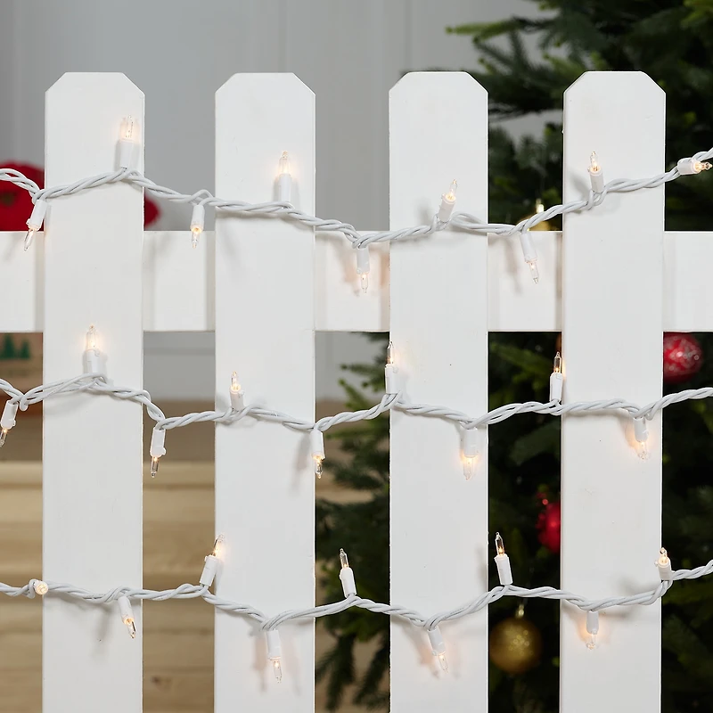 Holiday Time 100-Count Warm White LED Glass Mini Christmas Lights, with White Wire