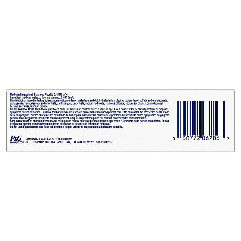 Dentifrice Crest Pro-Santé Gum Detoxify et Restore, nettoyage en profondeur