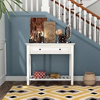 Homylin Console Table with Drawer, Narrow Wood Accent Sofa Table Entryway Table with Shelf, for Front Hall, Hallway, Living Room, Entry Way, Couch, Kitchen, Foyer