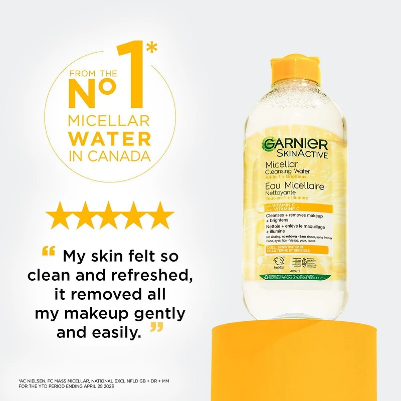 Garnier Micellar Water with Vitamin C, Facial Cleanser & Makeup Remover, Brightening & Hydrating,  700ml, Makeup remover