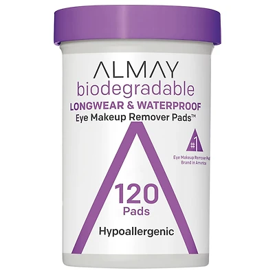Tampons démaquillants pour les yeux Almay Lingettes biodégradables pour maquillage hydrofuge 120 ct.