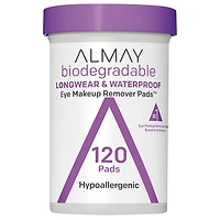 Tampons démaquillants pour les yeux Almay Lingettes biodégradables pour maquillage hydrofuge 120 ct.