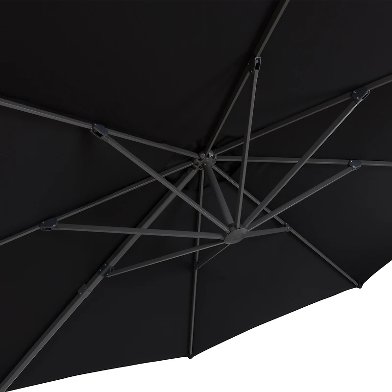 Parasol de patio CorLiving de luxe durable de 3,5 m, inclinable et rotatif, avec cadre en aluminium
