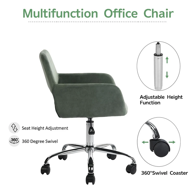 Homy Casa Adjustable Office Chair, Upholstery Desk Task Chair with Chrome Base, Swivel Task Chair with Wheels