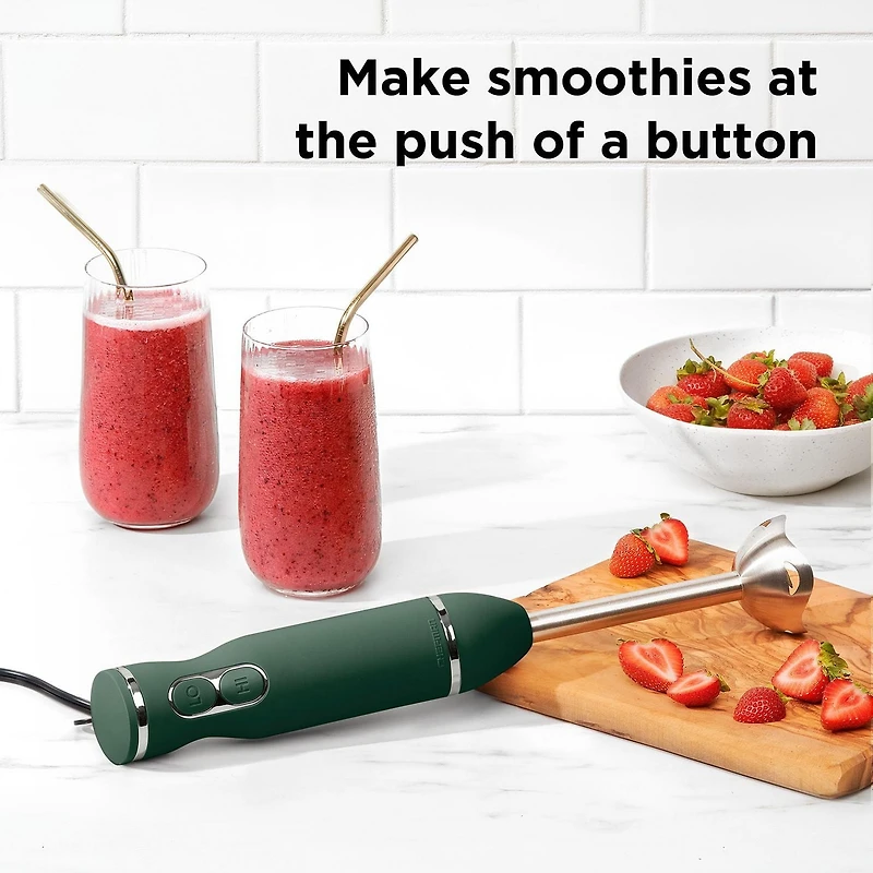 Chefman Multi-Speed Immersion Hand Blender with Stainless Steel Blades, 300W, Multi Purpose, Forest Green
