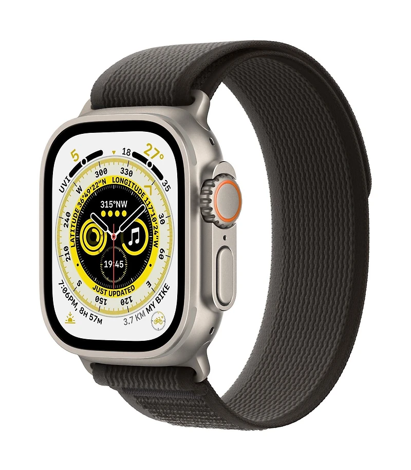 Apple Watch Ultra  (GPS + Cellular) 49mm - Noir/Gris Bracelet Sentier