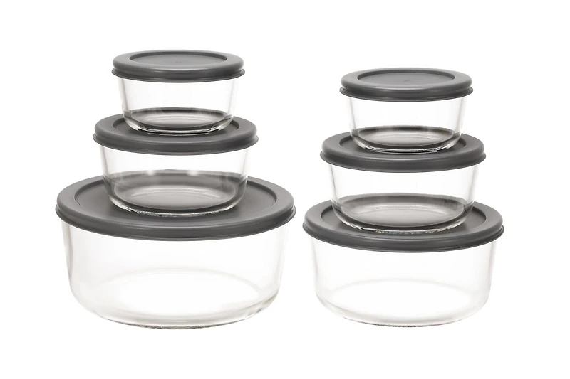 MAINSTAYS Round glass food storage set with PE Lid, Volume: 1/2/4/7cup