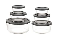 MAINSTAYS Round glass food storage set with PE Lid, Volume: 1/2/4/7cup