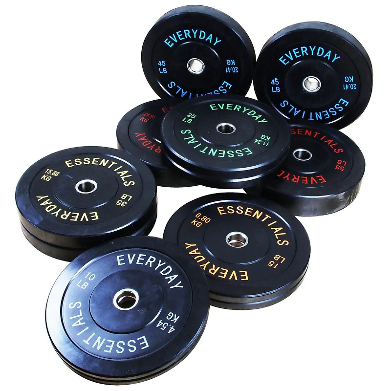 Everyday Essentials Olympic Bumper Plate Weight Plate with Steel Hub, Black, 15 lbs (Single Plate)
