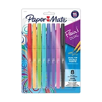 Paper Mate Flair DUAL Felt Tip Pens, Brush and Medium Tips, Assorted Colours