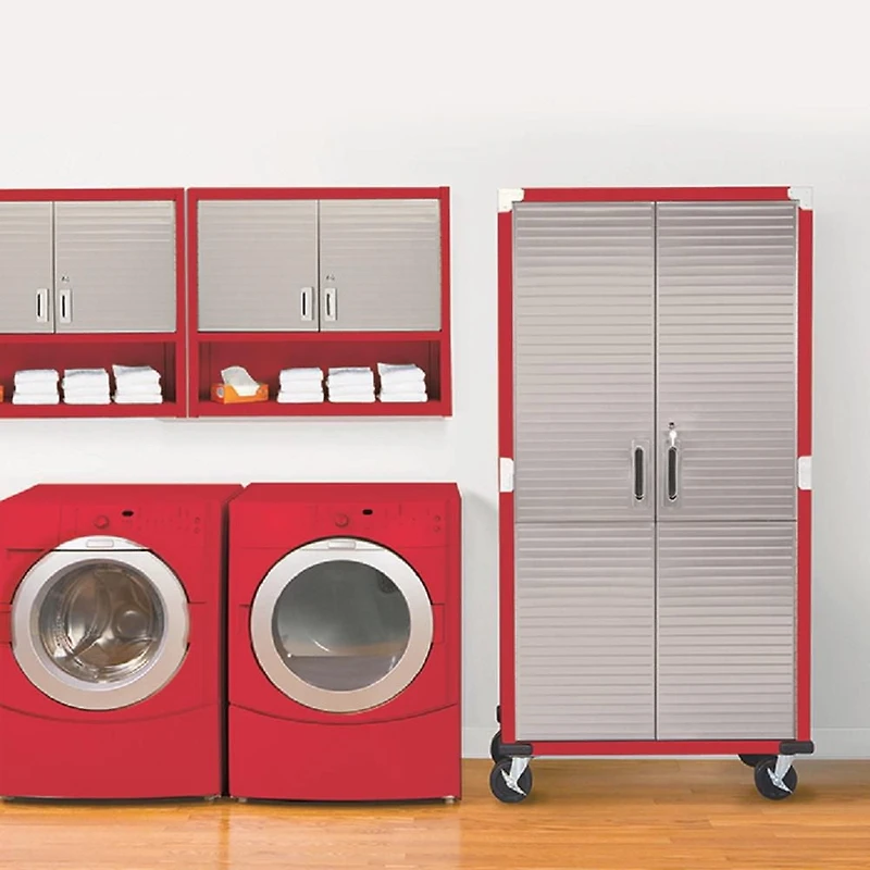 Armoire de rangement roulante UltraHD, Rouge, 91 cm (L) x 46 cm (P) x 183 cm (H)