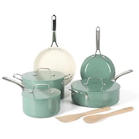 Martha Stewart Galway Batterie de cuisine 10 pièces en aluminium avec couvercle en alun Bleu sarcelle