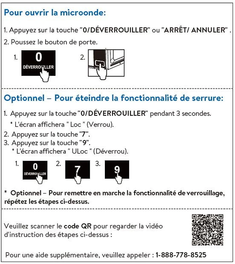 Mainstays Micro-ondes d'0,7 pi³ en, Blanc Noir Serrure de sécurité enfant