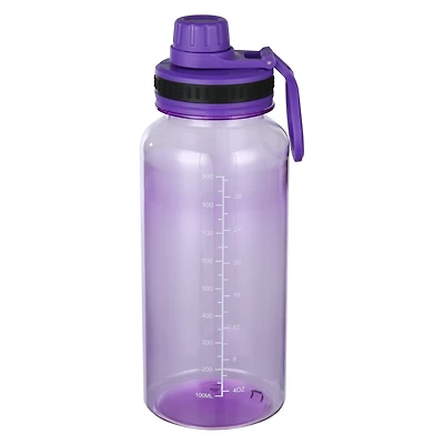 Mainstays 34oz Purple Plastic Wide Mouth Sports Water Bottle with Twist Top Lid, MS Black Sports Bottle