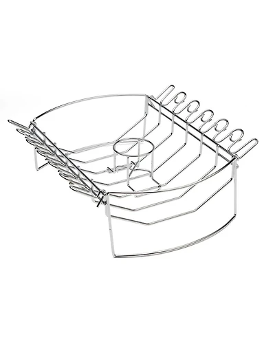 4-en-1 BBQ Basket - 14.5" x 9.5" Panier, Wing Rack Fits 12 Drumsticks, Rib Rack Fits 6 Racks, Détachable Can Holder