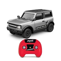 Adventure Force 1:64 Scale RC Nano Racer Ford Bronco Grey, Rechargeable Mini Remote Control Car with Lights – Red, Ages 6+