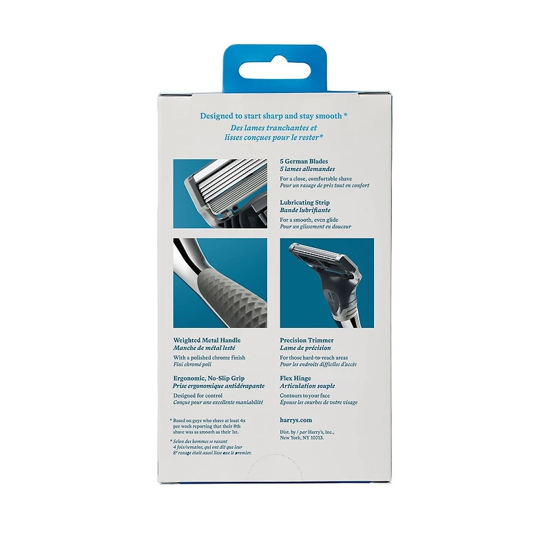 Rasoir Harry’s pour hommes Manche Édition chrome 1 manche + 2 cartouches