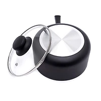 Starbasix 2.3Qt Non-Stick Saucepan with Lid, Pressed Aluminum, Dishwasher Safe, Oven Safe, PFOA Free, Black, Non-stick coating