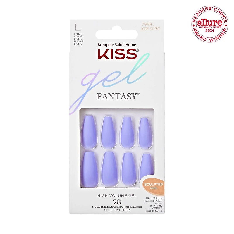 KISS Gel Fantasy - 28 faux ongles, longs Haut volume.