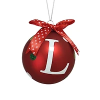 HOLIDAY TIME L RED LETTER GLASS ORNAMENT