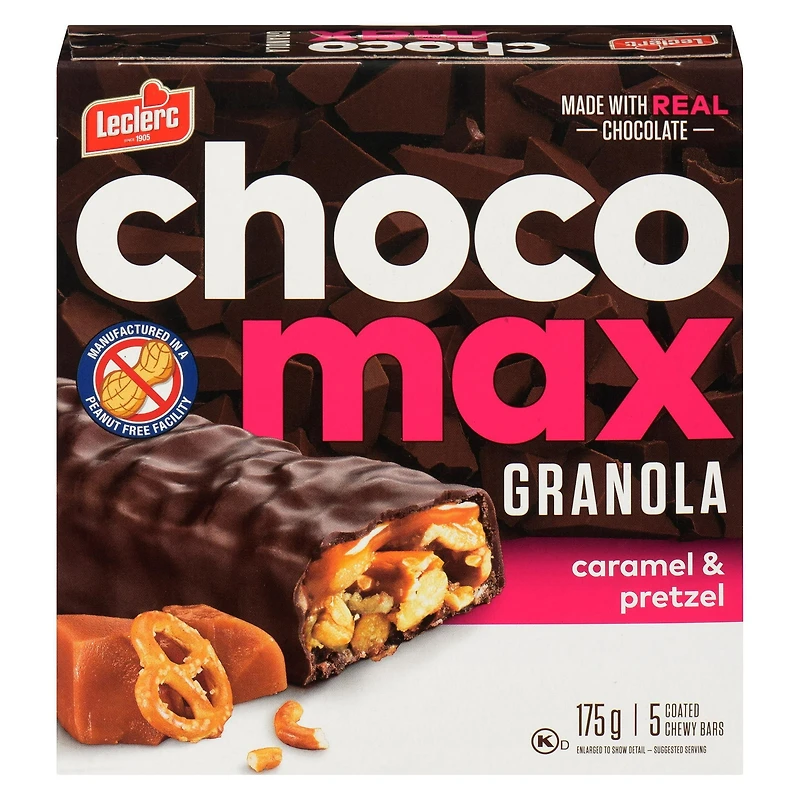 Chocomax Caramel & Pretzel Granola Bar, 175g/5 coated bars