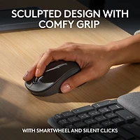 Logitech MK670 Combo, clavier Wave Keys ergonomique sans fil avec souris sans fil Signature M550 L - Graphite