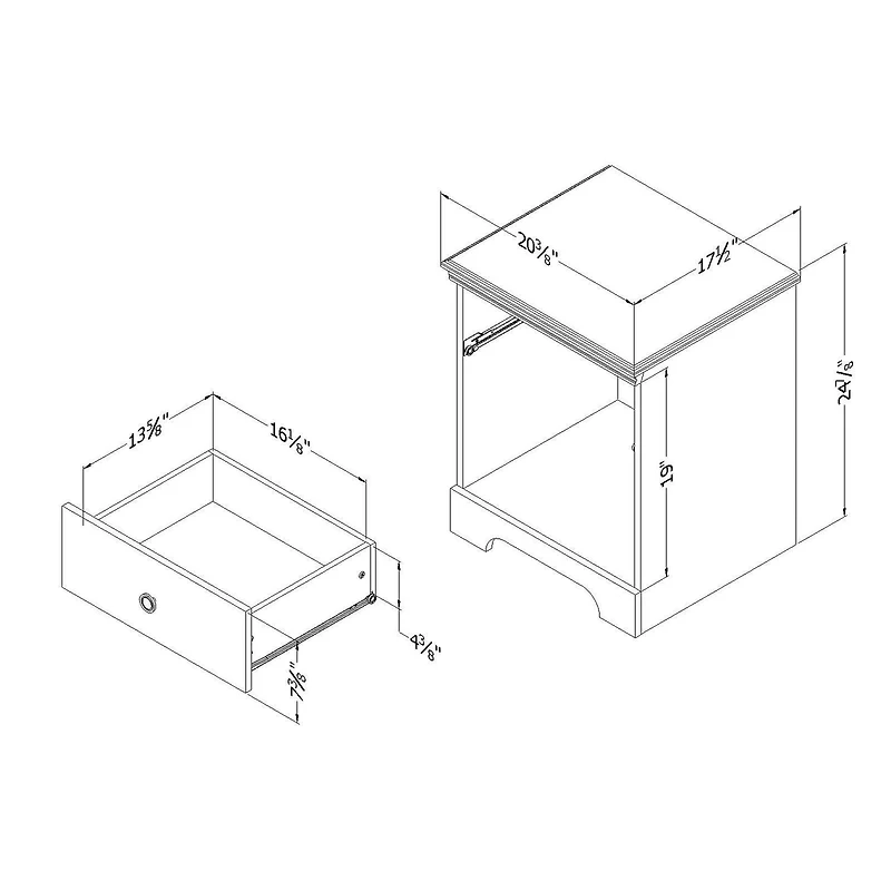 South Shore Crystal 1-Drawer Nightstand, White