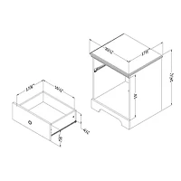 South Shore Crystal 1-Drawer Nightstand, White