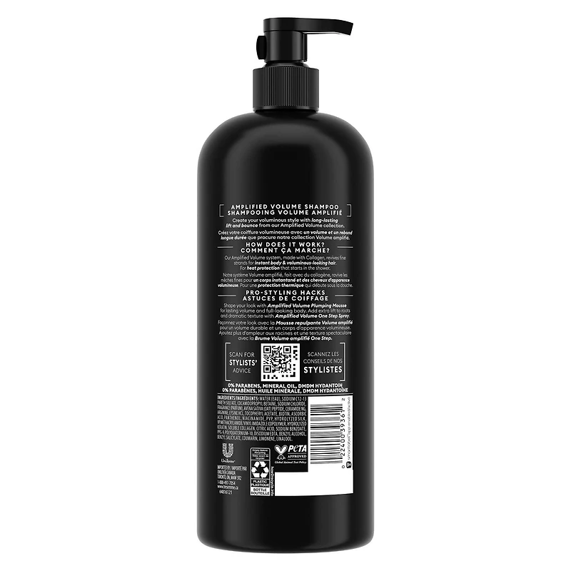 TRESemme 24 Hour Volume + Collagen & Peptide Complex Shampoo, Shampoo 828 ml