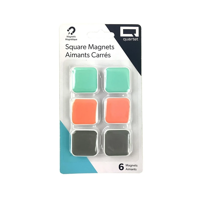 Quartet Square Magnets, Square Magnets, 6 Pack