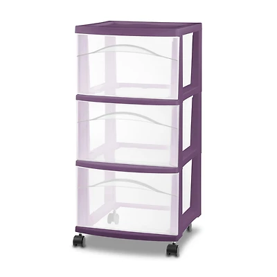 Sterilite Caisson à 3 Tiroirs - Violet