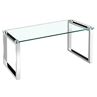 Grande table basse Gyna – Plateau en verre élégant avec pieds chromés brillants, design moderne