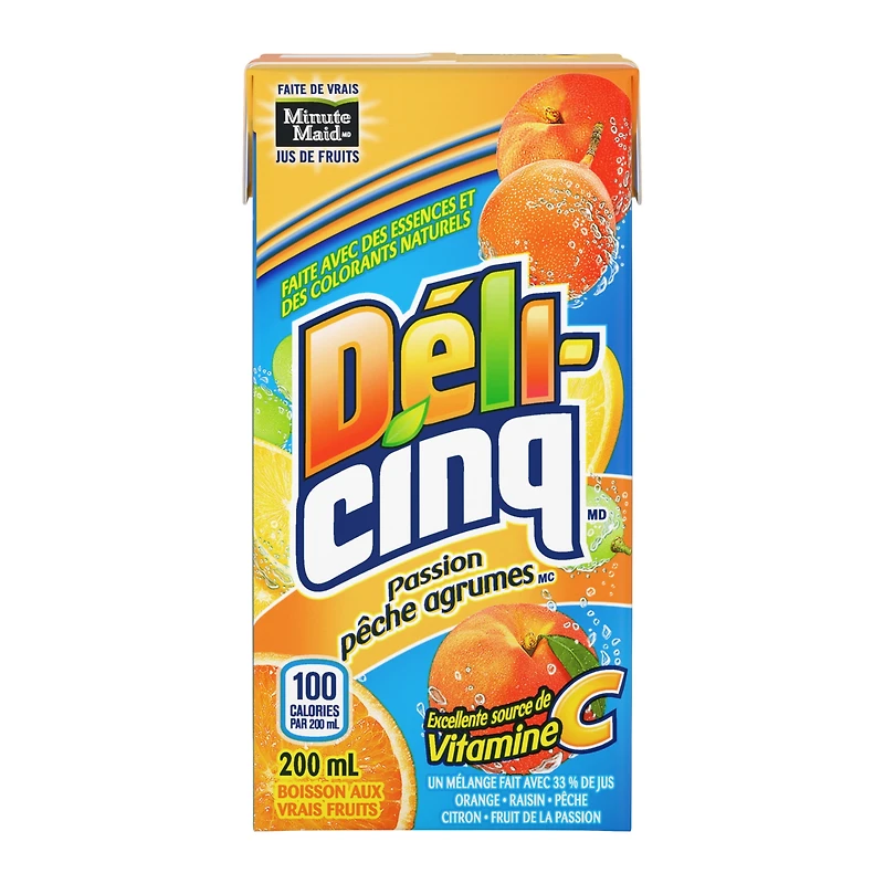 Five Alive Passionfruit Peach Citrus Cartons, 200 mL, 8 Pack, 200 x mL