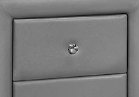 Monarch Specialties Bedroom Accent, Nightstand, End, Side, Lamp, Storage Drawer, Bedroom, Upholstered, Pu Leather Look, Grey, Transitional