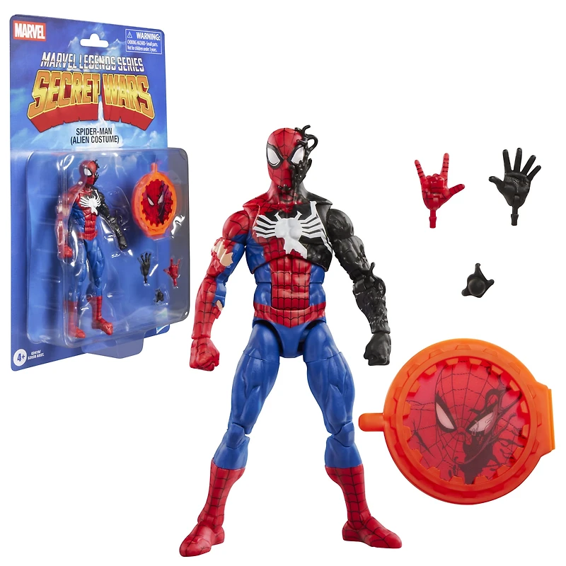 Marvel Legends Series Secret Wars Spider-Man (Alien Costume), Marvel Comics Collectible 6 Inch Action Figure