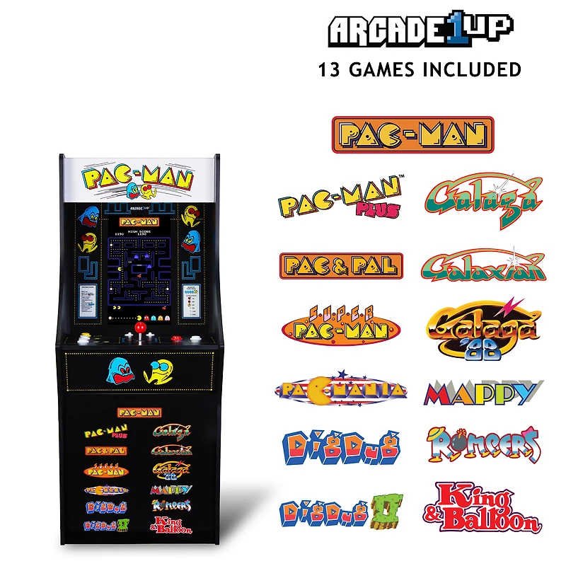 Arcade1Up PAC-MAN Classic SE Arcade Machine – 4-Foot Cabinet, 13 Classic Video Games, 15.6” IPS Display, Easy Assembly, Perfect for At-Home Gaming