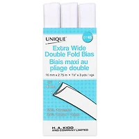 UNIQUE Extra‑Wide Double‑Fold Bias Tape — 15 mm × 2.75 m, 65% Polyester/35% Cotton, 15 mm x 2.75 m