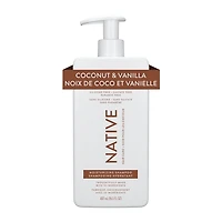 Shampooing hydratant Native Noix de coco et vanille, sans sulfate, sans parabènes 487 ml