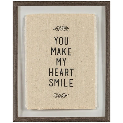 You Make My Heart Smile Framed Under Glass on Burlap 12x15 - FRENCH