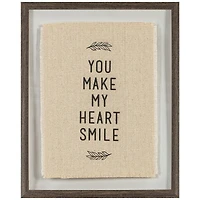 You Make My Heart Smile Framed Under Glass on Burlap 12x15 - FRENCH