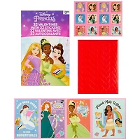 Cartes de Saint-Valentin Disney Princesse avec autocollants, Multi-couleurs, 32 Compte
