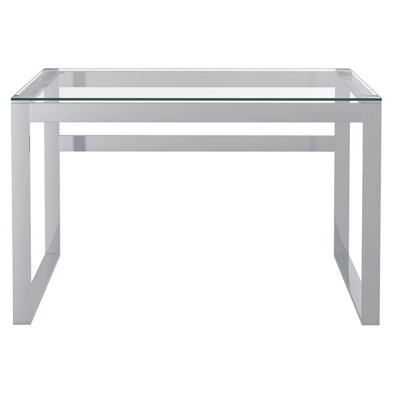 Console/Bureau en Acier Inoxydable et Verre - Argent